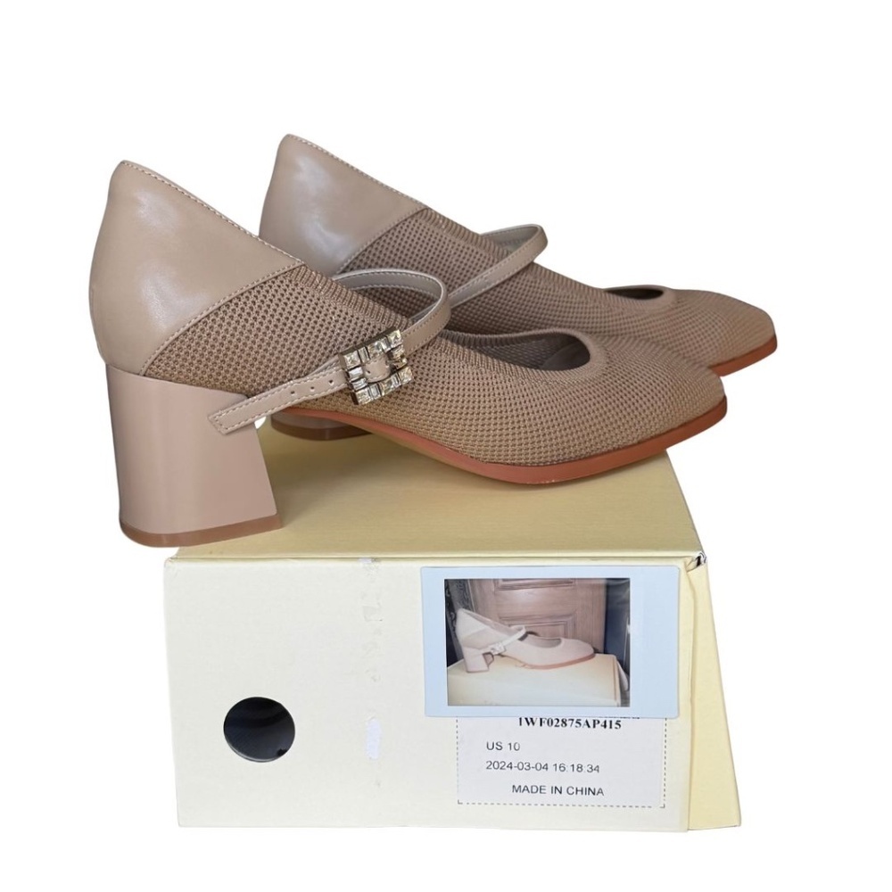 Cosy Island Tan Mary Jane Shoes With Rhinestone Buckle Size 10 NWT With Box. - Picture 6 of 7